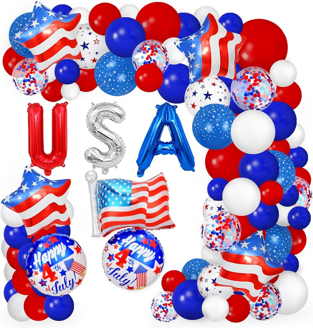 Red White and Blue Balloons Garland Arch Kit, 4th of July Party Balloons Decorations